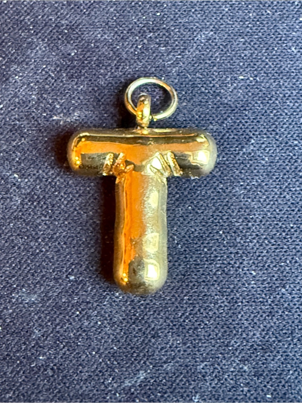 Gold-Tone Letter T Bubble Pendant Necklace Charm